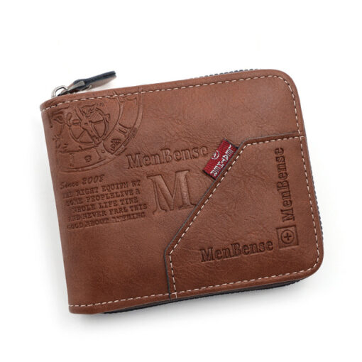 Round chain Men Zipper Wallet - Wallet For Men Brown B2