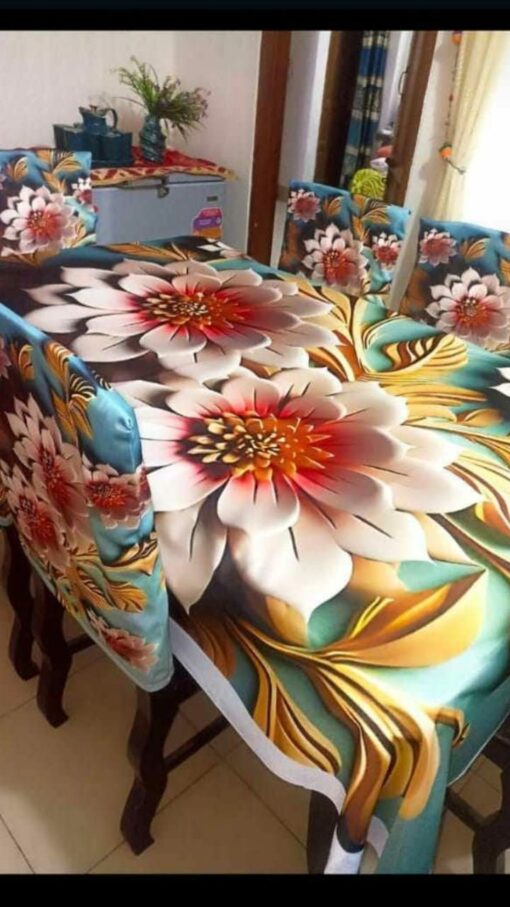 Stylish 3D Chair 6p + Table Cover 1p ( 3D 04)