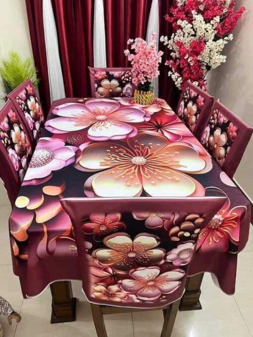 Stylish 3D Chair 6p + Table Cover 1p ( 3D 07)