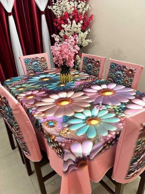 Stylish 3D Chair 6p + Table Cover 1p ( 3D 09)