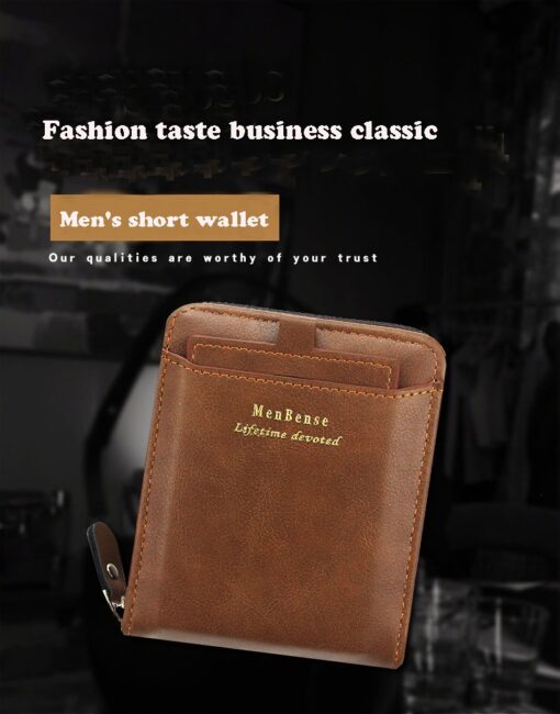 Round chain Men Zipper Wallet - (With Side Pocket) Wallet For Men Brown - Image 2