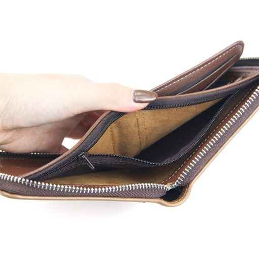 Round chain Men Zipper Wallet - (With Side Pocket) Wallet For Men Brown - Image 4